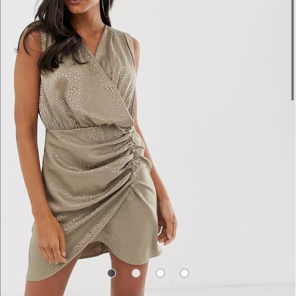 ASOS DESIGN sleeveless ruched jacquard mini dress